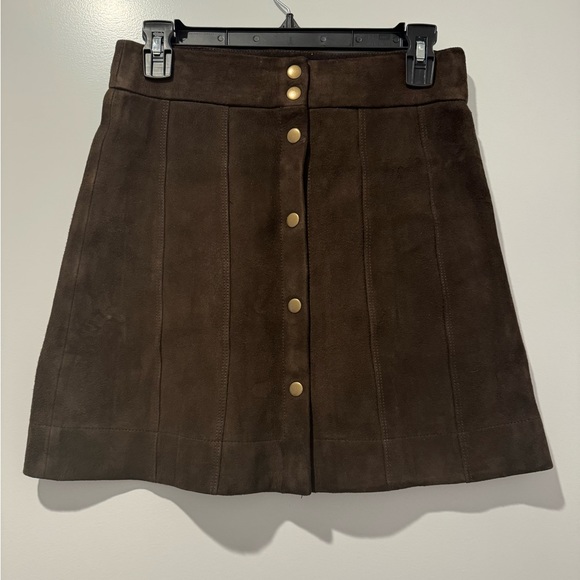 FRAME Dark Brown Suede Mini Skirt - Size 25 - Picture 2 of 5